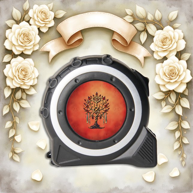 Goldener Baum des Lebens mit roten Edelsteinen Maßband (Von Creator hochgeladen)