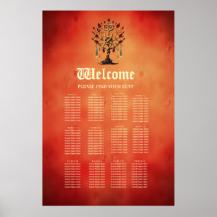 Goldener Baum des Lebens mit roten Edelsteinen Poster