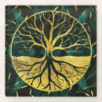 Goldener Baum des Lebens Yggdrasil auf Malachit