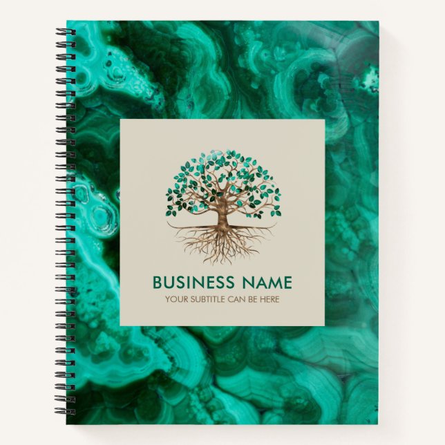 Goldener Baum des Lebens - Yggdrasil - Malachite B Notizbuch (Vorderseite)