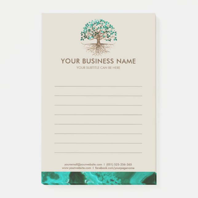 Goldener Baum des Lebens - Yggdrasil - Malachite B Post-it Klebezettel (Vorderseite)