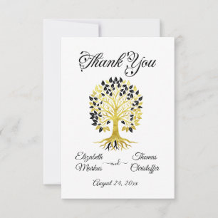 Goldener Baum des Lebens Zeitlose Hochzeit Dankeskarte