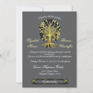Goldener Baum des Lebens Zeitlose Hochzeit Einladung