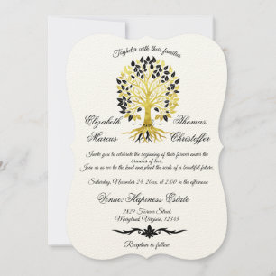 Goldener Baum des Lebens Zeitlose Hochzeit Einladung