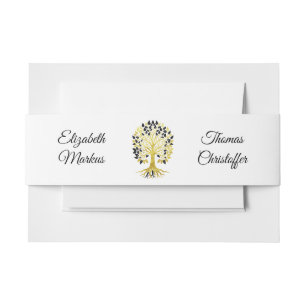 Goldener Baum des Lebens Zeitlose Hochzeit Einladungsbanderole