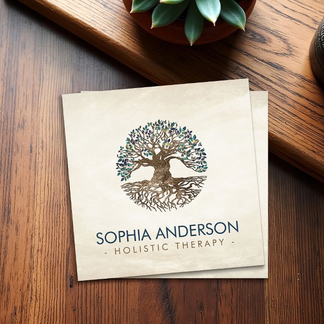 Goldener Baum - Yggdrasil - Marmorbäume, Blätter B Quadratische Visitenkarte (Von Creator hochgeladen)