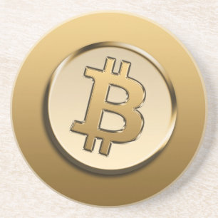 Goldener Bitcoin-Sandstein-Getränkeuntersetzer Getränkeuntersetzer
