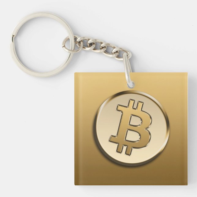 Goldener Bitcoin Schlüsselanhänger (Vorderseite)
