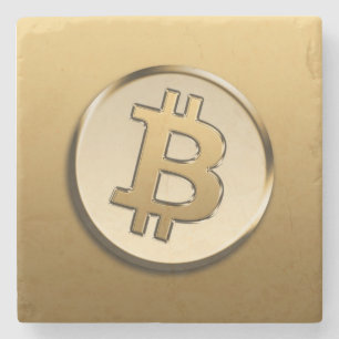 Goldener Bitcoin Stein Untersetzer