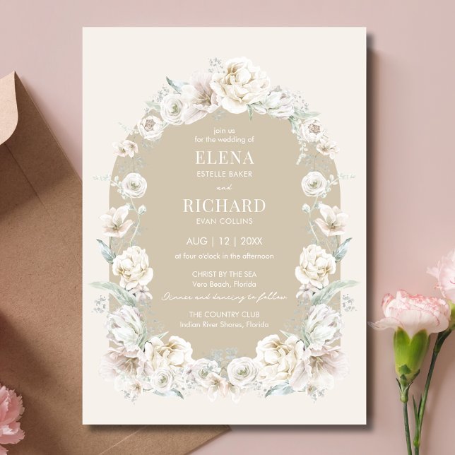 Goldener Blumengarten Einladung zur Hochzeit (Gold Floral Garden Wedding Invitation)