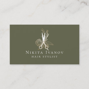 Goldener Blumensalon Scissors Logo Visitenkarte