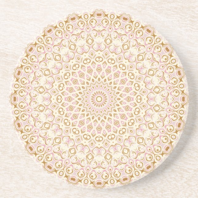 Goldener Blush Moderner Mandala-Muster Getränkeuntersetzer (Vorne)