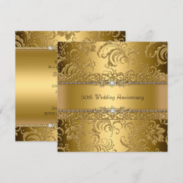 Goldener Blütenwirl zum 50. Jahrestag der Hochzeit Einladung