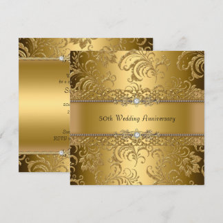 Goldener Blütenwirl zum 50. Jahrestag der Hochzeit Einladung