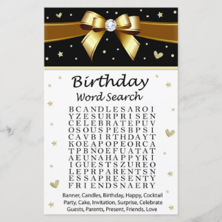 Goldener Bogen Geburtstag Word Search Game