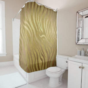 Goldener Bronze Zebradruck Dschungel Safari Glamou Duschvorhang