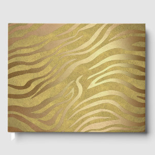 Goldener Bronze Zebradruck Dschungel Safari Glamou Gästebuch