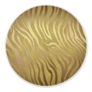 Goldener Bronze Zebradruck Dschungel Safari Glamou Keramikknauf