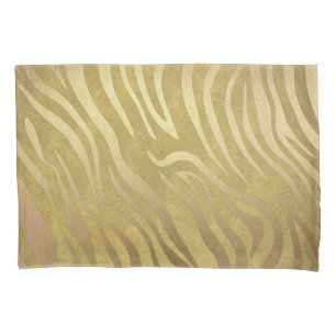Goldener Bronze Zebradruck Dschungel Safari Glamou Kissenbezug