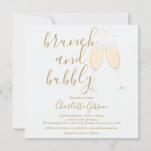 Goldener Brunch und Bubbly QR-Code Brautparty Einladung