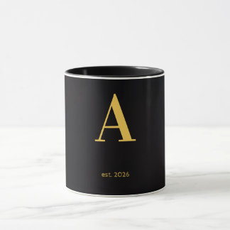 Goldener Buchstabe A Schwarzer Becher | Minimalist Tasse