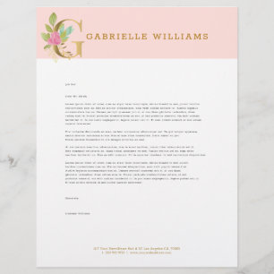 Goldener Buchstabe G florales Monogramm Briefbogen