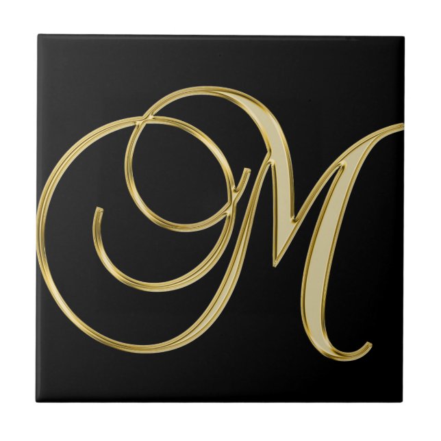 Goldener Buchstabe m Fliese (Vorderseite)