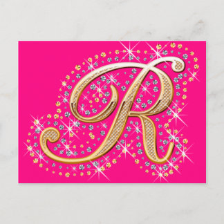 Goldener Buchstabe R - Postkarte