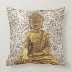 Goldener Buddha Goldene Blumen Blumen Kissen