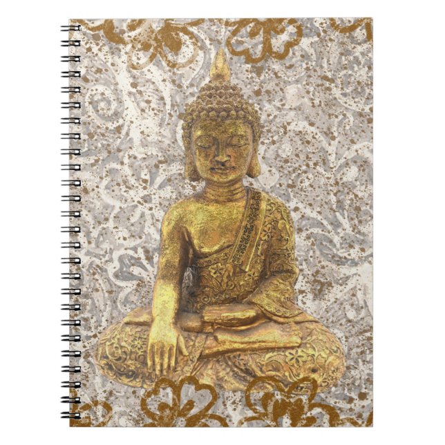 Goldener Buddha Goldene Blumen Blumen Notizblock (Vorderseite)