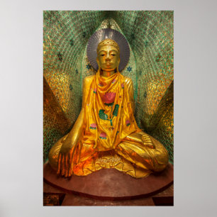 Goldener Buddha im Tempel Poster