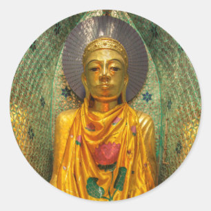 Goldener Buddha im Tempel Runder Aufkleber