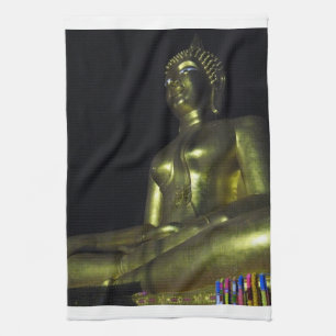 Goldener Buddha in der Nacht Geschirrtuch