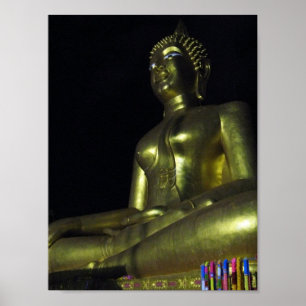 Goldener Buddha in der Nacht Poster