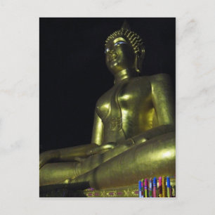 Goldener Buddha in der Nacht Postkarte