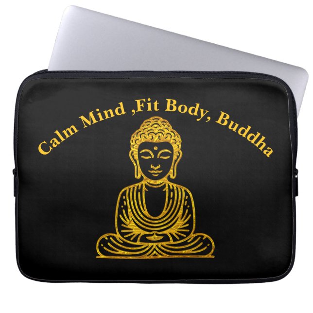 Goldener Buddha in Friedlicher Pose Laptopschutzhülle (Vorderseite)