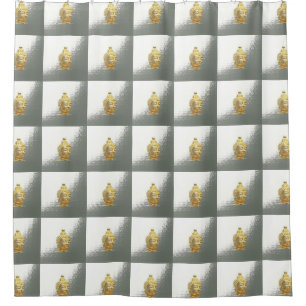 goldener Buddha in Silber Duschvorhang