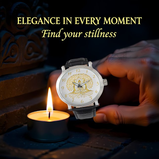 Goldener Buddha-Meditation zwischen Bäumen Armbanduhr (Von Creator hochgeladen)