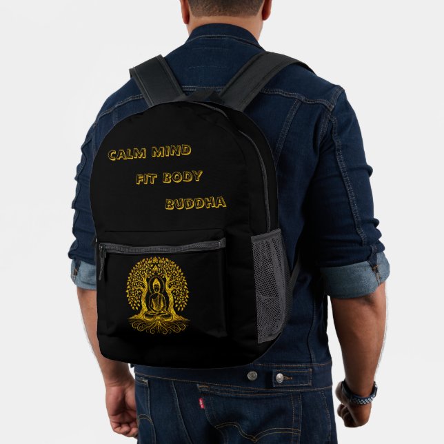 Goldener Buddha-Meditation zwischen Bäumen Bedruckter Rucksack (Insitu (Modell))