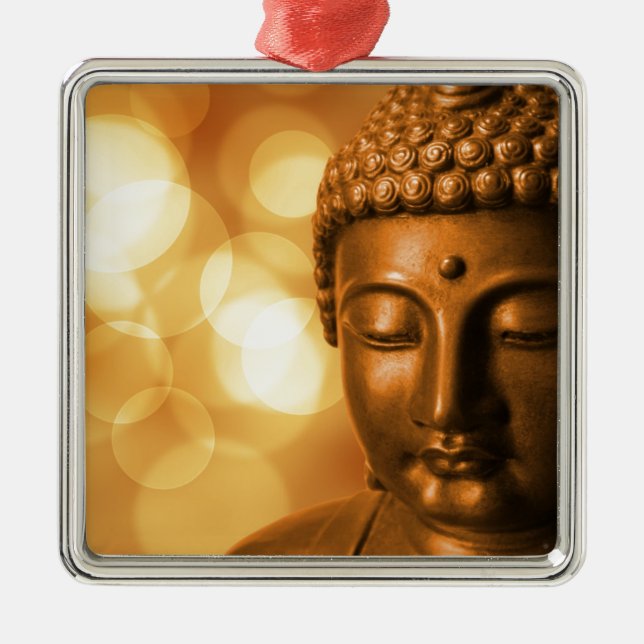 Goldener Buddha Ornament Aus Metall (Vorne)