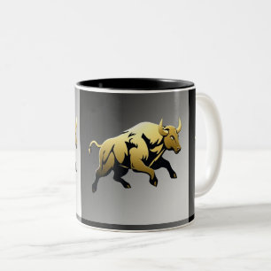 Goldener Bulle – Stärke & Wohlstand Emblem Zweifarbige Tasse