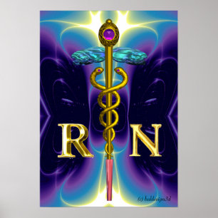 GOLDENER CADUCEUS REGISTRIERTE PFLEGEKRAFT SYMBOL  POSTER