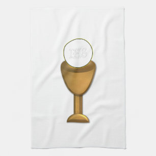 Goldener Chalice und Gastgeber - Heilige Kommune Handtuch