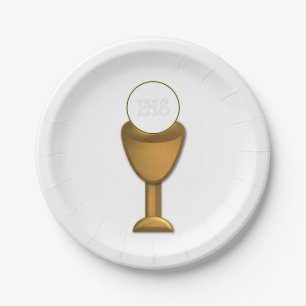 Goldener Chalice und Gastgeber - Heilige Kommune Pappteller