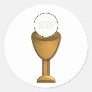 Goldener Chalice und Gastgeber - Heilige Kommune Runder Aufkleber
