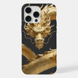 Goldener chinesischer Drache Kunst | Mythisches Fa iPhone 15 Pro Max Hülle
