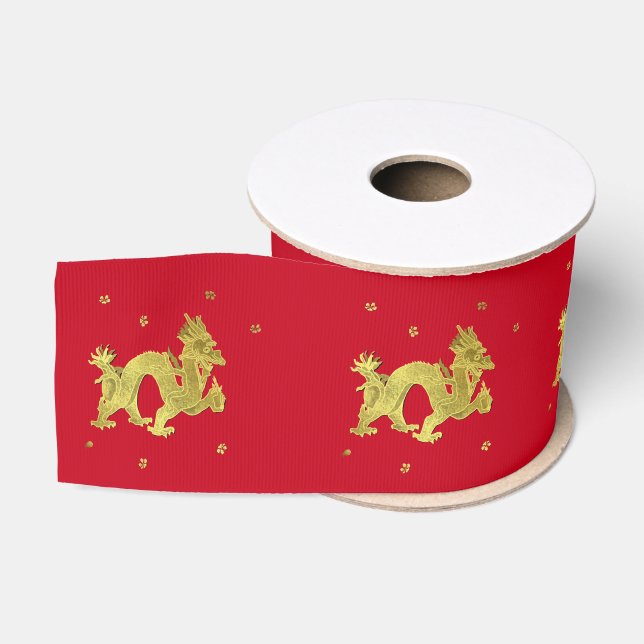 Goldener chinesischer Drache Ripsband (Spule)