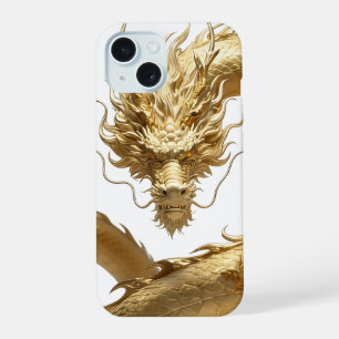 Goldener chinesischer Drachen Kunst Mythisches F iPhone 15 Hülle