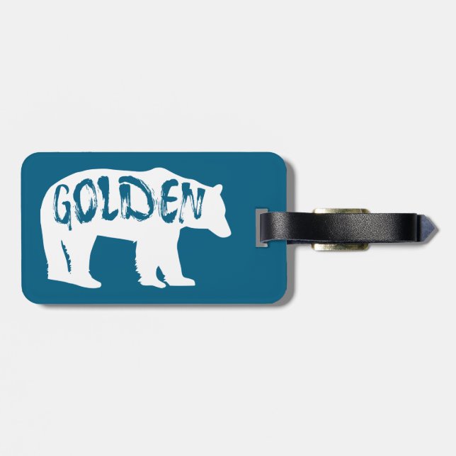 Goldener Colorado-Bär Gepäckanhänger (Rückseite horizontal)