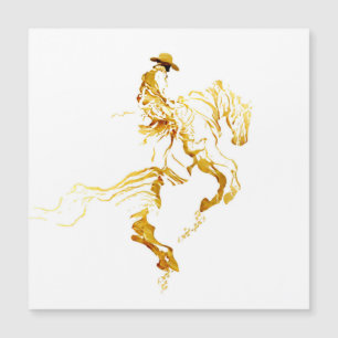 Goldener Cowboy auf aufbäumendem Pferd Magnetkarte